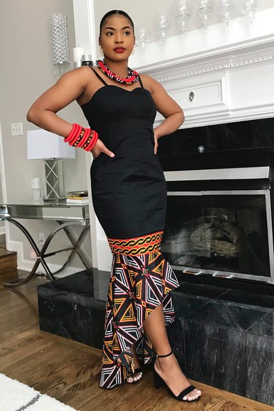 Black Toghu Print Dress - Image 2